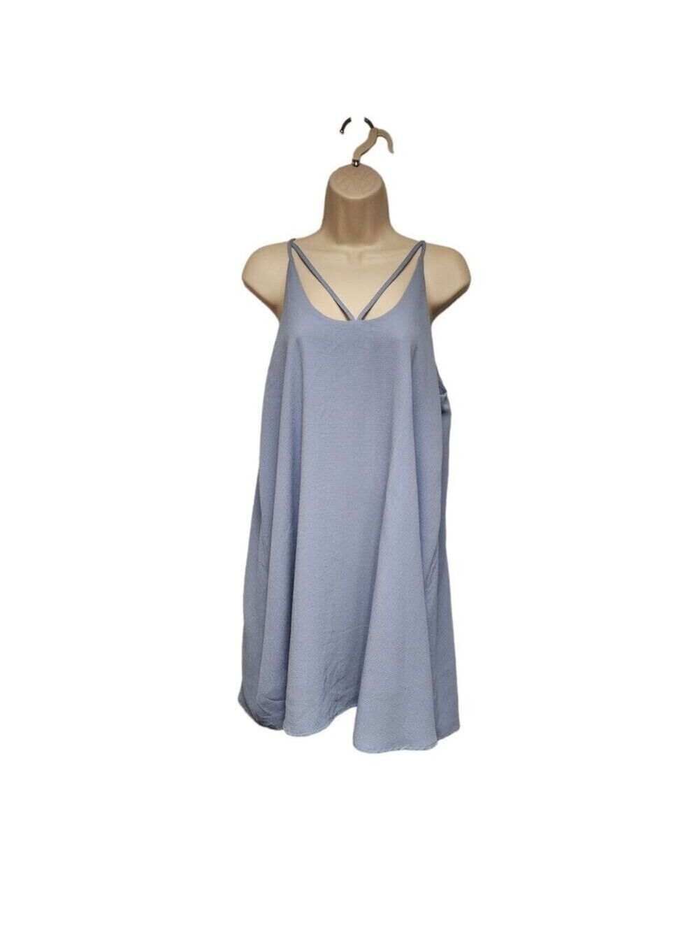 Women's BLUE RAIR Spaghetti Straps Criss Cross Back A-Line Dress - Size Large
